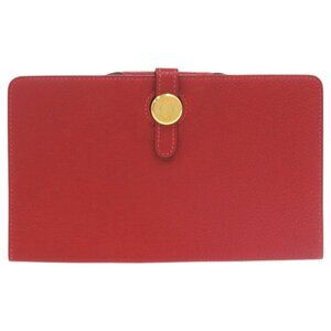 Hermes Dogon MM Togo Red Long Wallet 0026